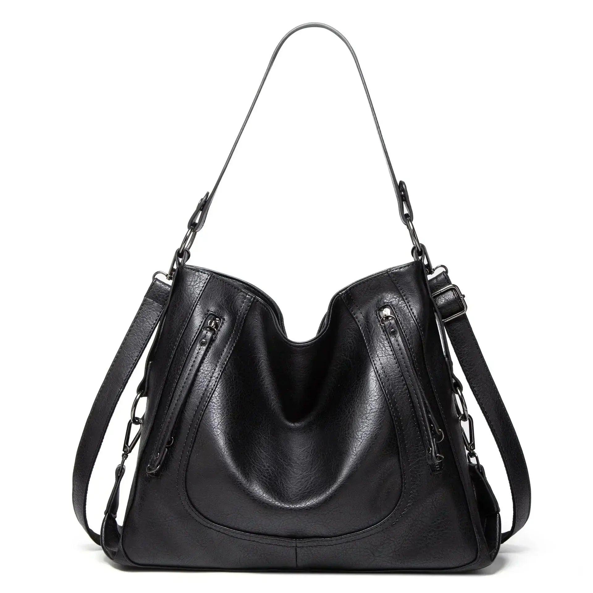 Damen Ledertasche Lässige Frauenhandtasche Schwarz - Norvielle