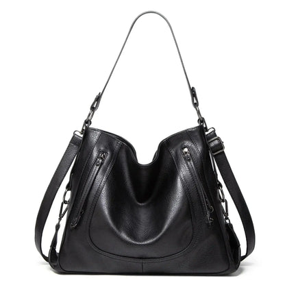 Damen Ledertasche Lässige Frauenhandtasche Schwarz - Norvielle