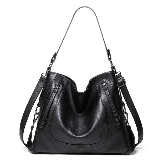 Damen Ledertasche Lässige Frauenhandtasche Schwarz - Norvielle