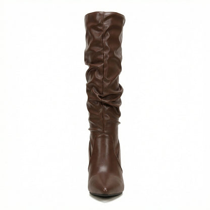 Damen High Heels Stiefel Gerafft
