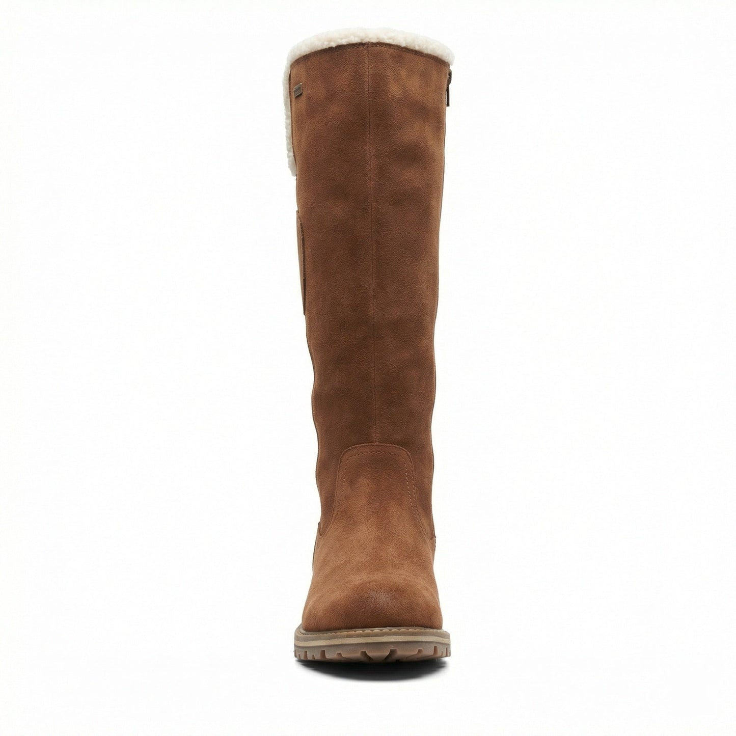 Damen Plattformstiefel Vintage Stil Leder Braun