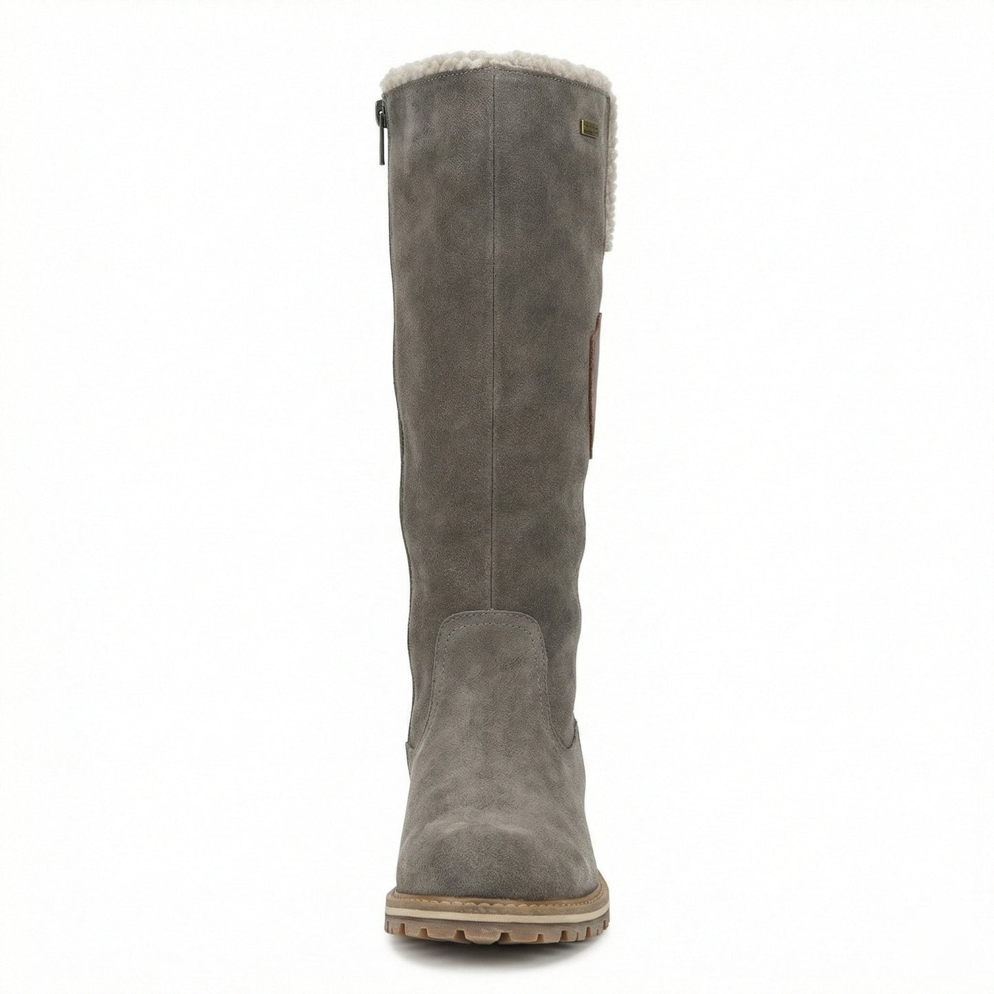 Damen Plattformstiefel Vintage Stil Leder Braun