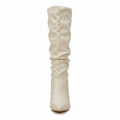 Damen High Heels Stiefel Gerafft