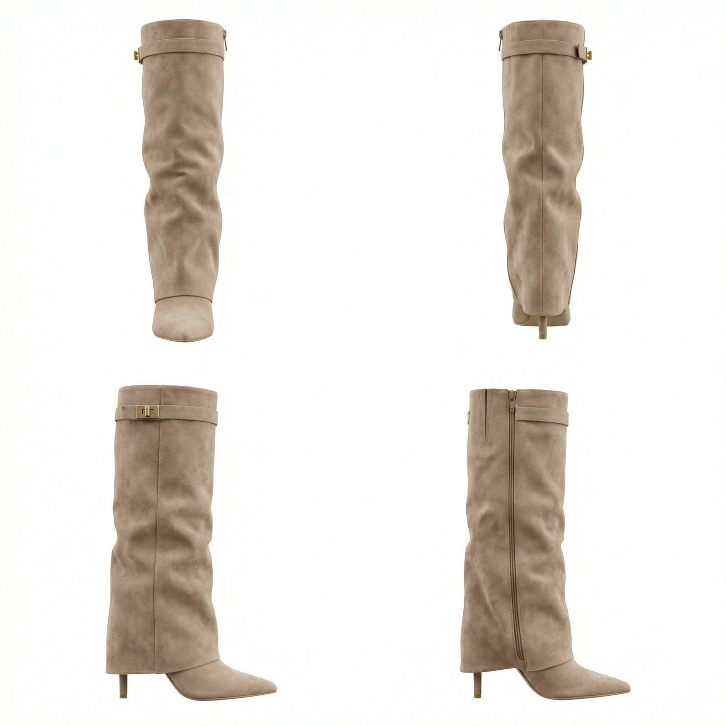 Damen Stiefel Wildleder Braun Heidi Stil