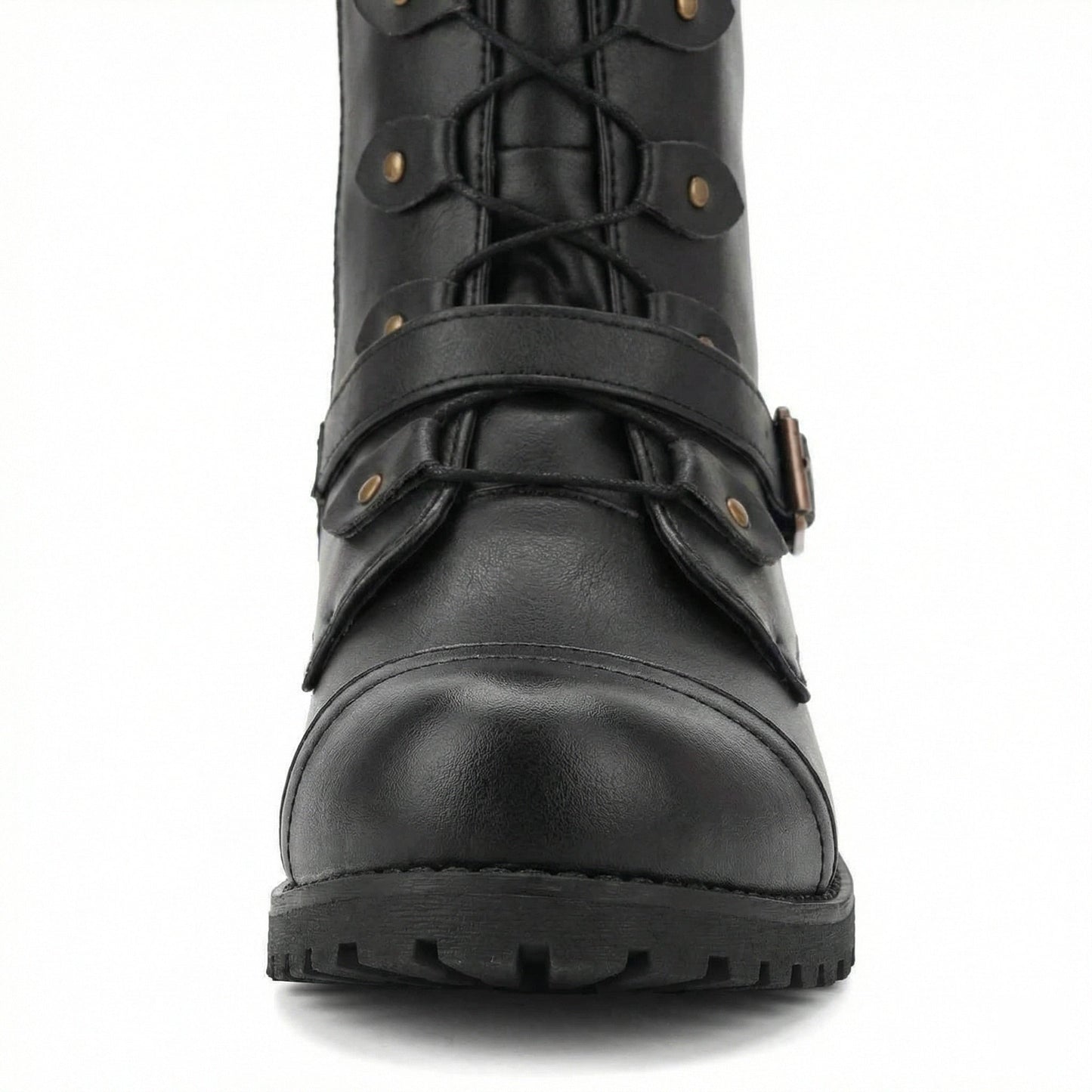 Damen Steampunk Stiefel Leder Vintage Braun