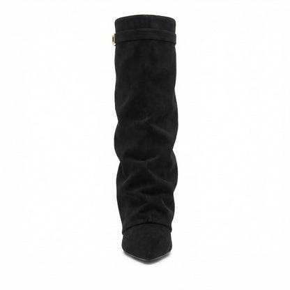 Damen Stiefel Wildleder Braun Heidi Stil