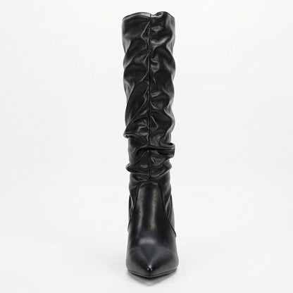 Damen High Heels Stiefel Gerafft