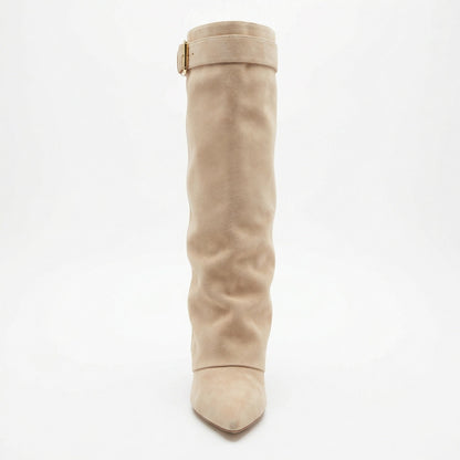 Damen Stiefel Wildleder Braun Heidi Stil