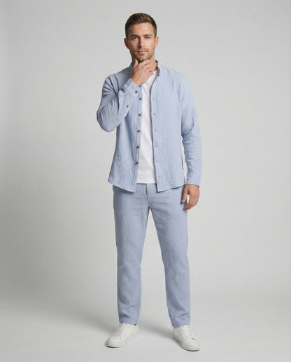 Herren Leinenanzug Leichter Sommer Zweiteiler Beige - Norvielle
