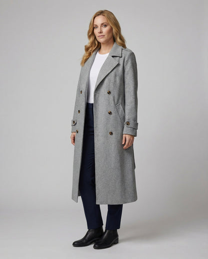 Damen Eleganter Langcoat Überwurf mit Doppelknoten