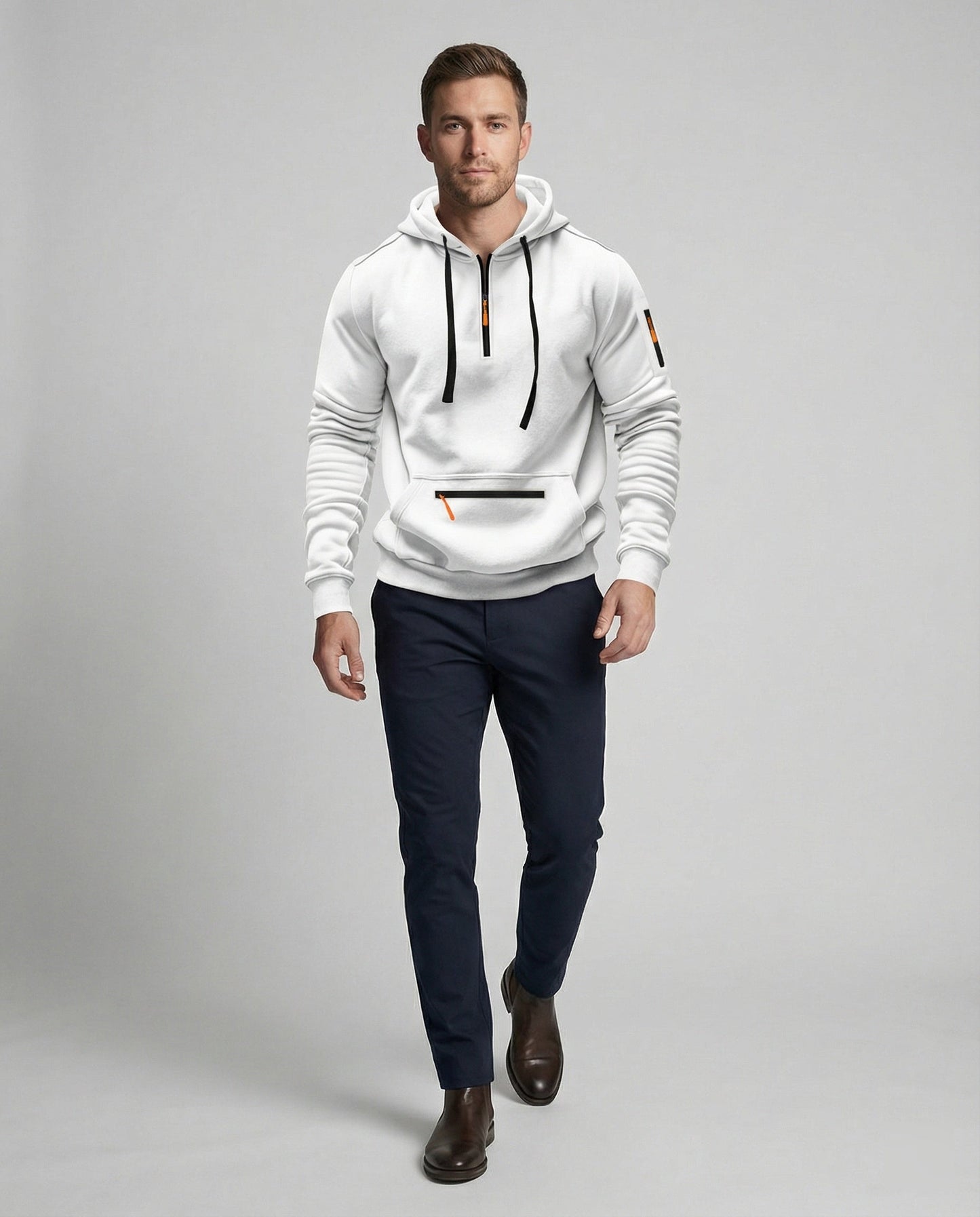 Herren Hoodie Sportlich Reißverschluss Taschen