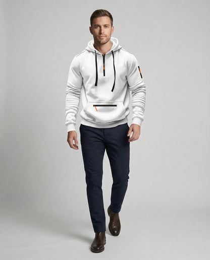 Herren Hoodie Sportlich Reißverschluss Taschen