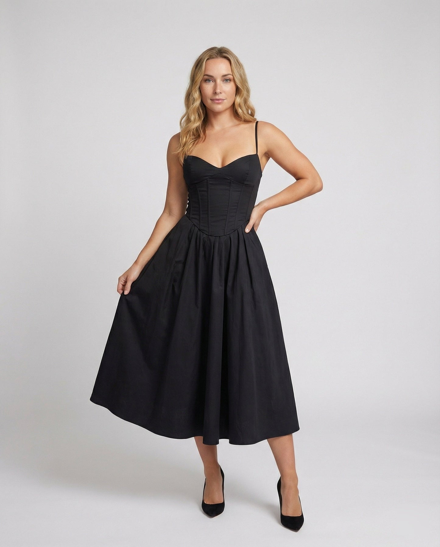 Damen Abendkleid Tailliert Schwingrock Langkleid