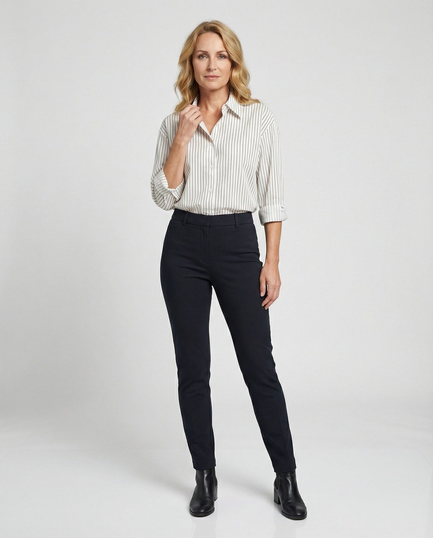 Damen Bluse Streifenmuster Mit Knöpfen Elegantes Design