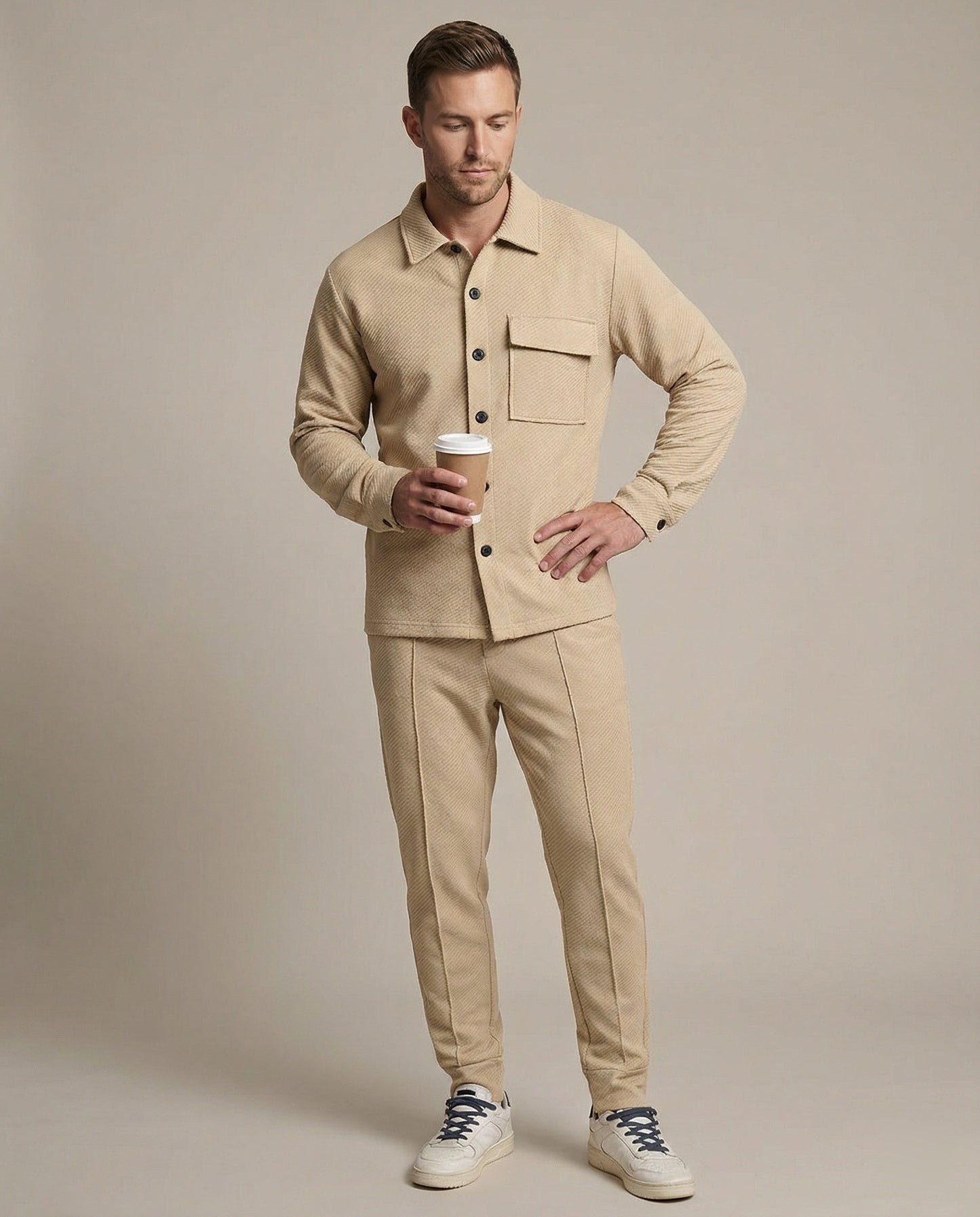 Herren Cardigan Strukturiert Großkaros Modern