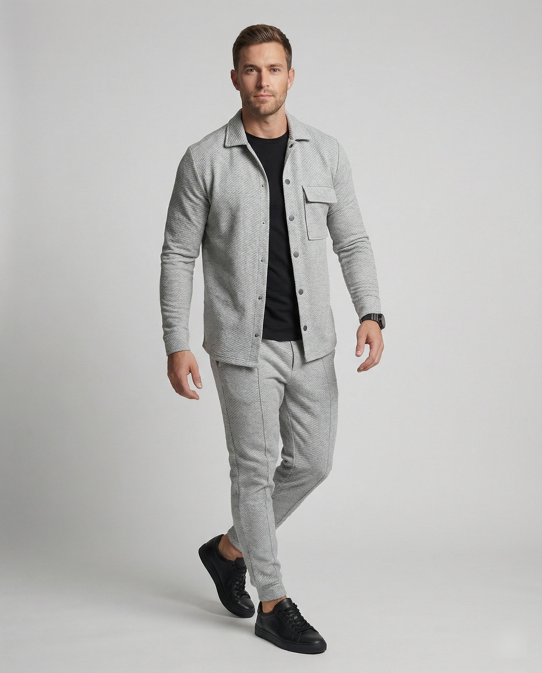 Herren Anzug Modern Streifenmuster Elegant Schwarz - Norvielle