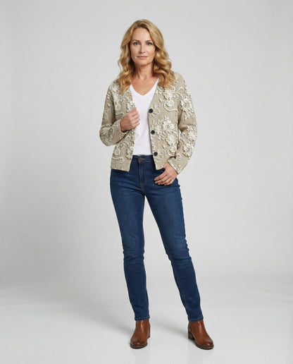 Damen Cardigan Spitze Knopfverschluss Romantisch