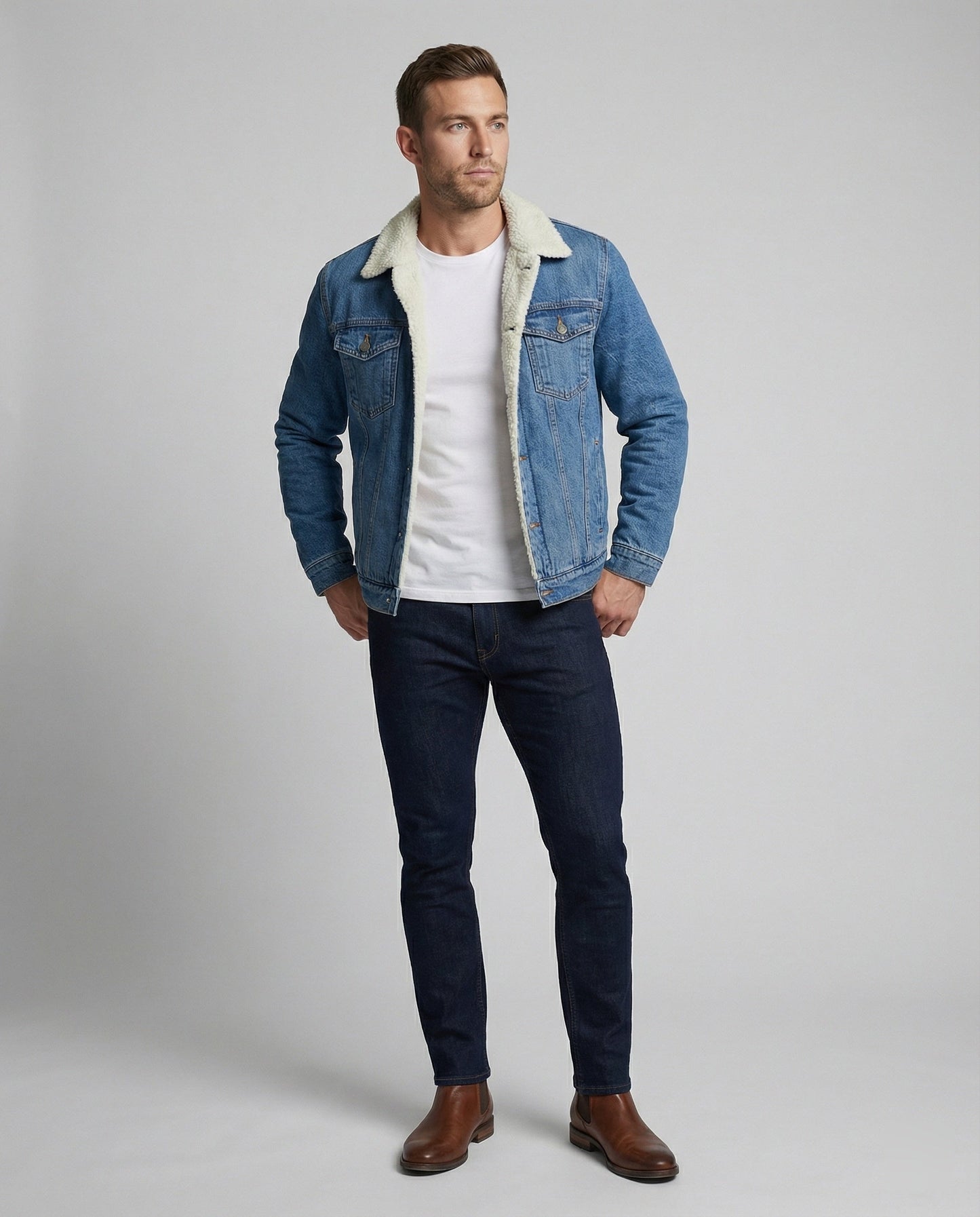 Herren Denim-Jacke Warm Winter