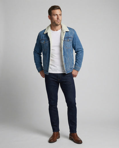 Herren Denim-Jacke Warm Winter
