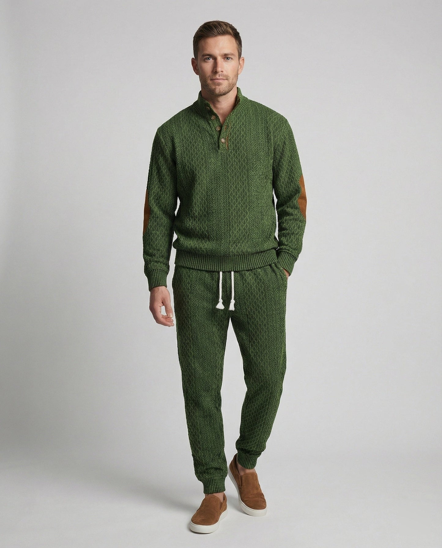 Herren Strickanzug Langarm Stehkragen Modern