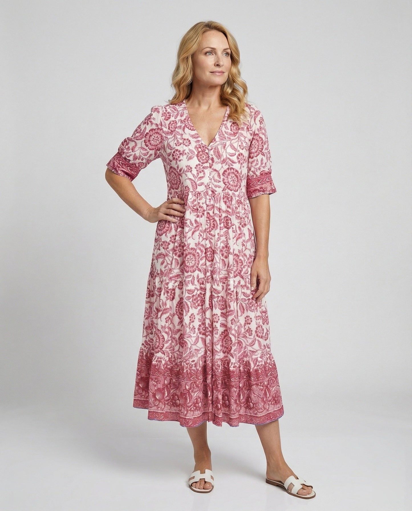 Damen Langkleid Blumenmuster Sommerkleid