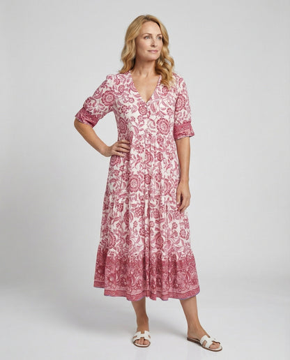 Damen Langkleid Blumenmuster Sommerkleid