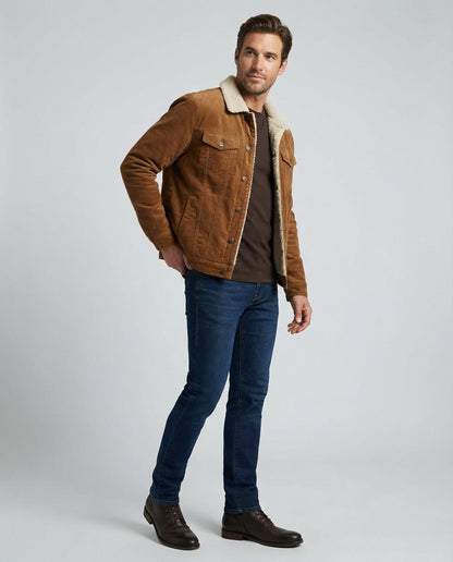 Herren Lederjacke Cord Elegant