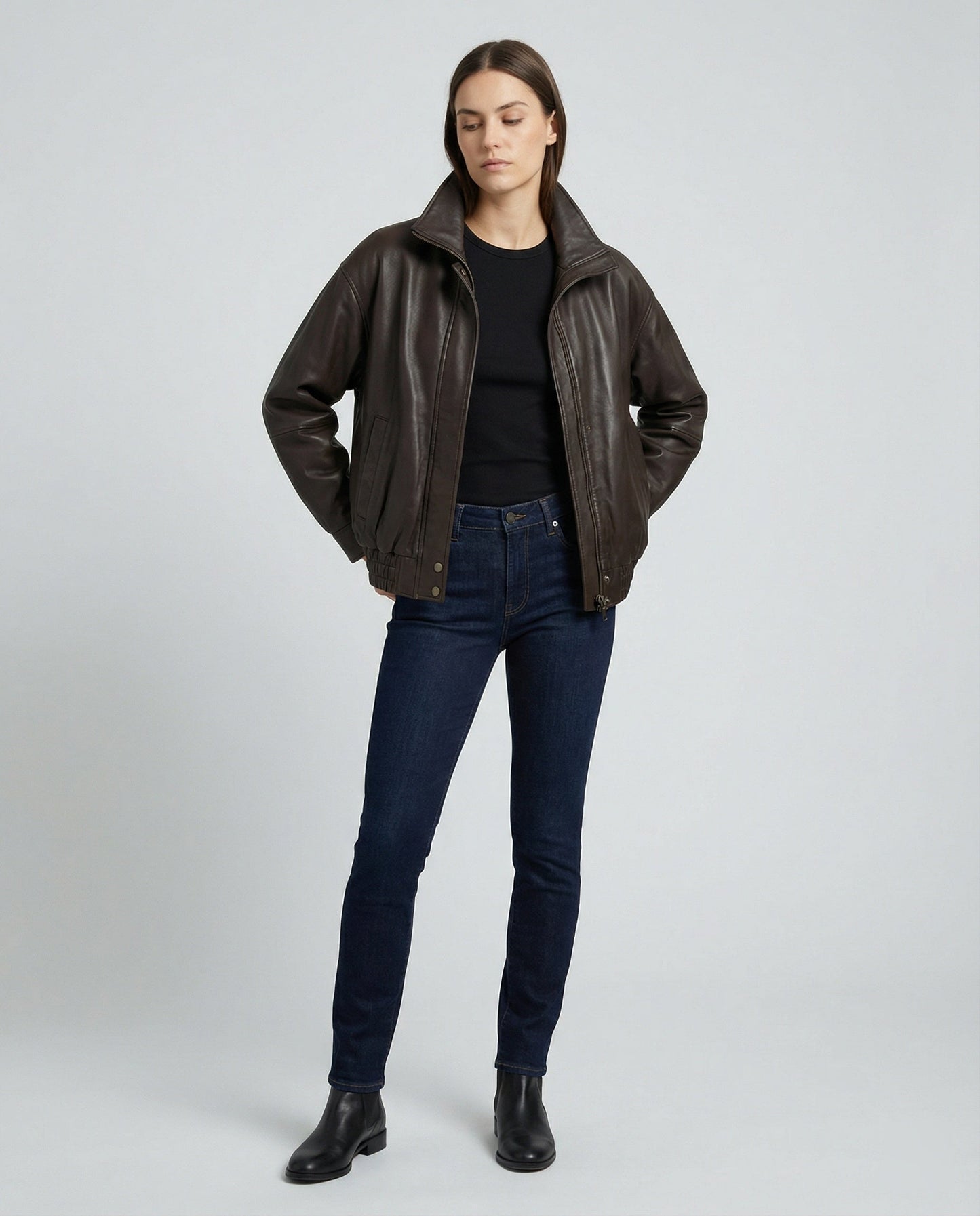 Damen Lederjacke Bikerstil PU-Leder