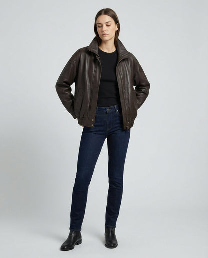 Damen Lederjacke Bikerstil PU-Leder