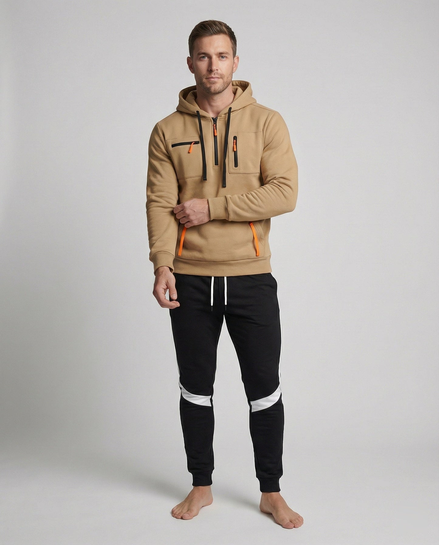 Herren Sportset Graue Hoodie Jogginghose Komfort - Norvielle