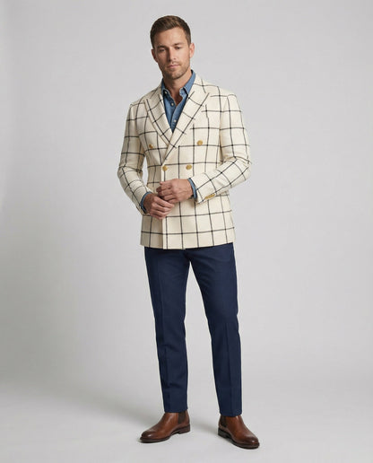 Herren Slim-Fit Blazer Doppelknöpfe Modern