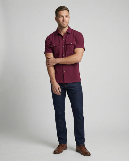 Herren Kurzarmhemd Strukturstoff Modern