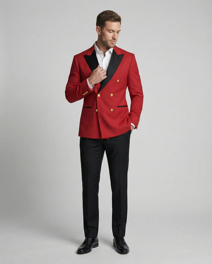 Herren Doppelreiher Blazer Elegant Goldknöpfe Modern