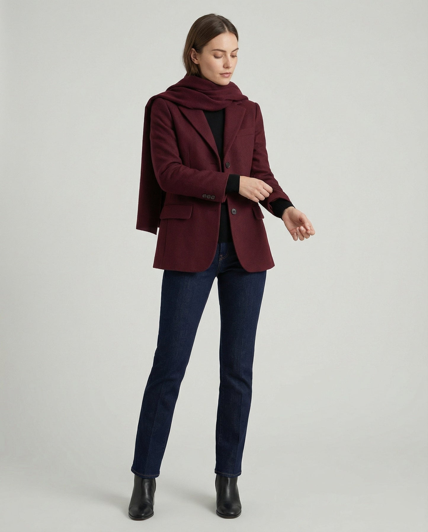 Damen Blazer Elegante Jacke Mit Schal