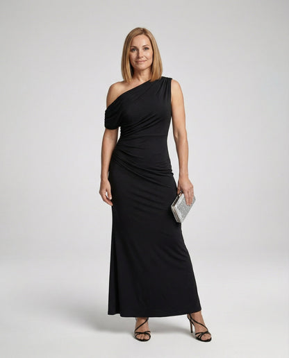 Elegantes Damen Abendkleid Figurbetont Asymmetrisch Lang - Norvielle