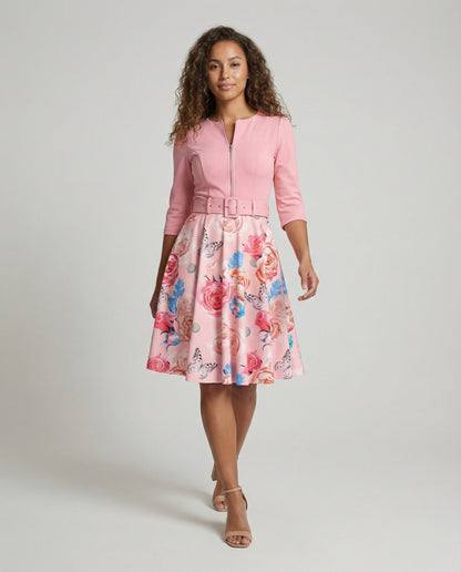 Damen A-Linie Kleid Tailliert Floral Modern - Norvielle