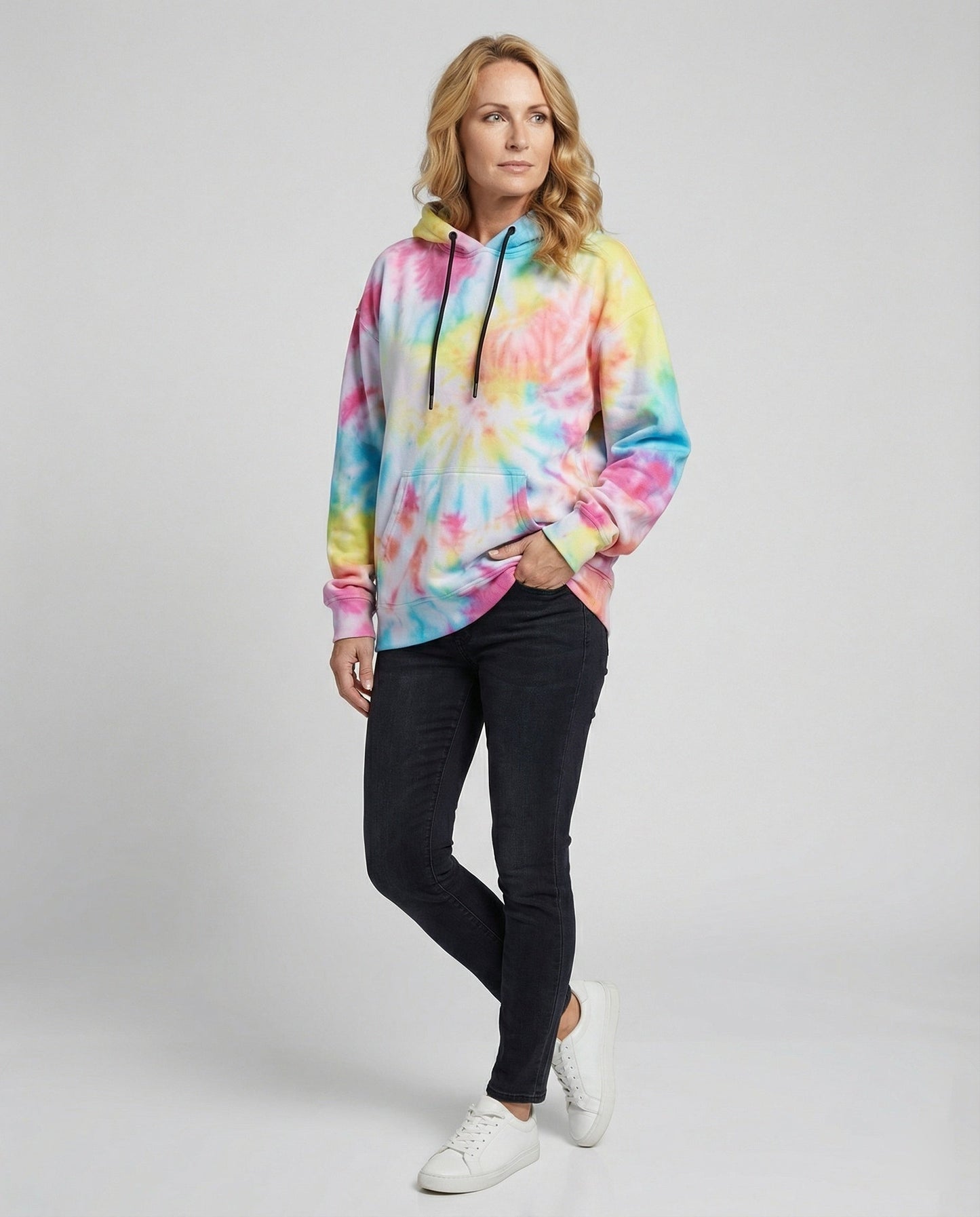 Damen Hoodie Farbenfroh Batik Design