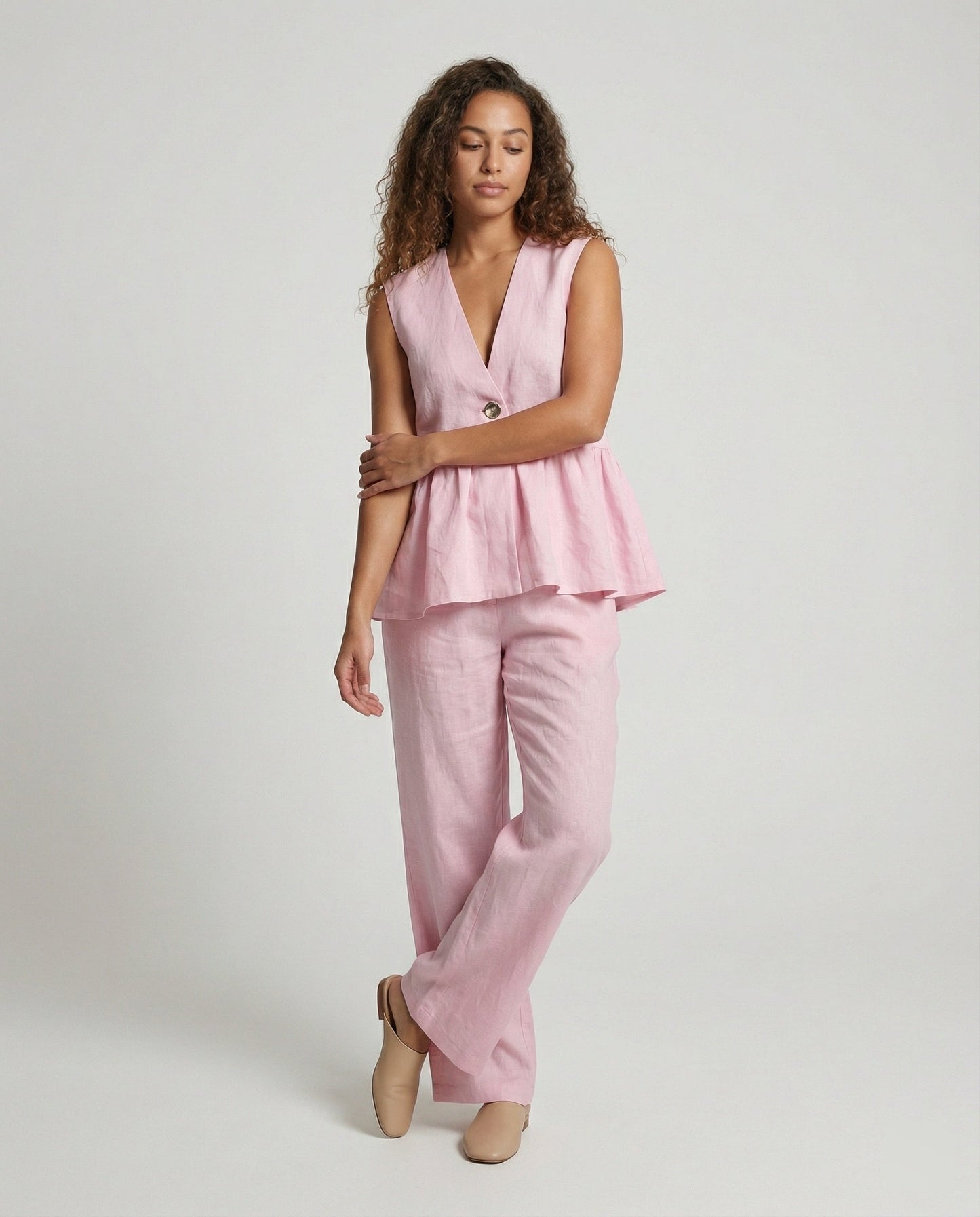 Damen Leinenhosenanzug Moderner Businesslook
