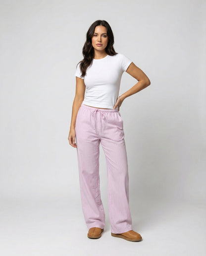 Damen Schlafhose Bequem Baumwolle Kordelzug