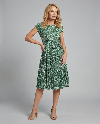 Damen Midi-Kleid mit Gürtel und Verschnürung