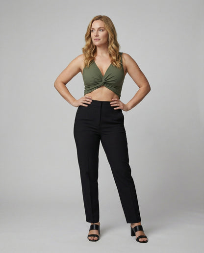 Damen Knötchen-Oberteil V-Ausschnitt Elegant Crop-