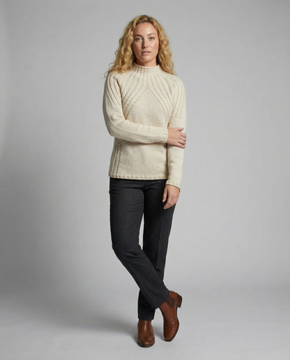 Damen Pullover Rippstrick Hochkragen Lässig
