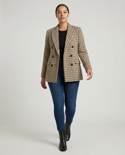 Damen Karo Blazer Modern Kaschmir