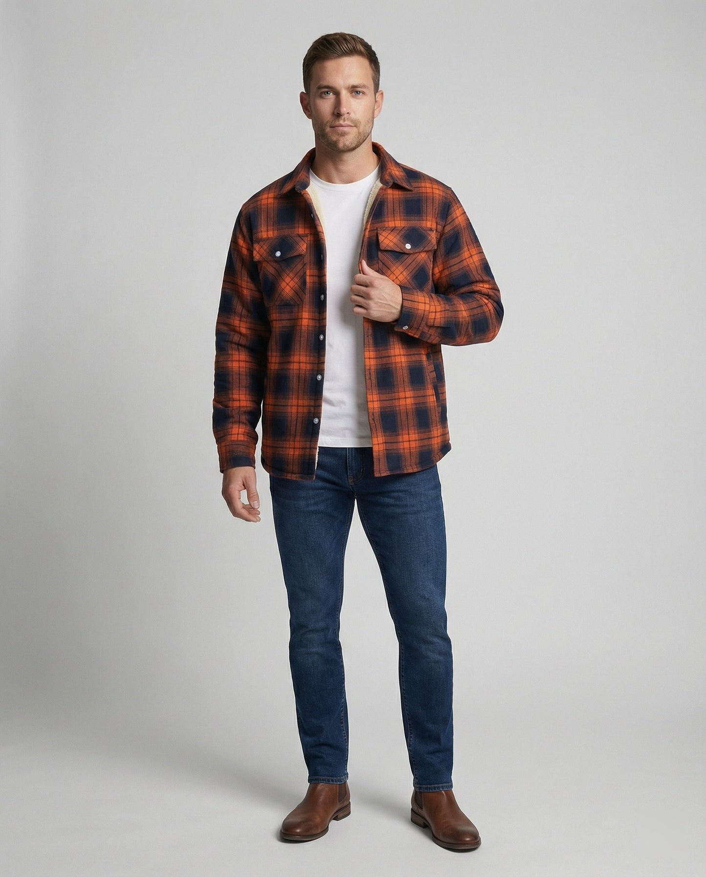 Herren Fleecejacke Kariert Warm Outdoor