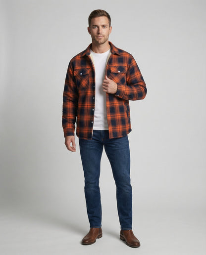 Herren Fleecejacke Kariert Warm Outdoor