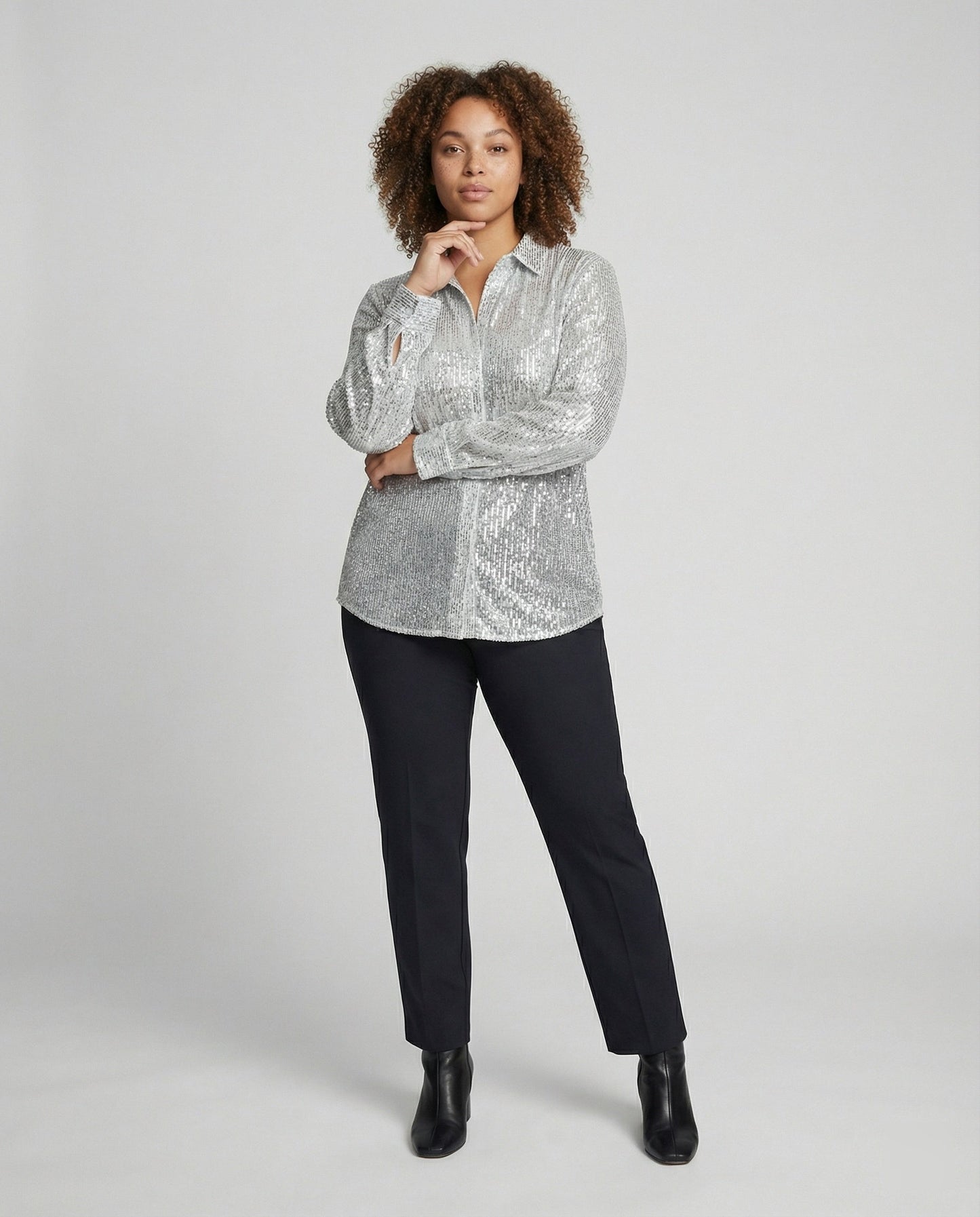 Damenbluse Glitzernd Transparent Pailletten - Norvielle