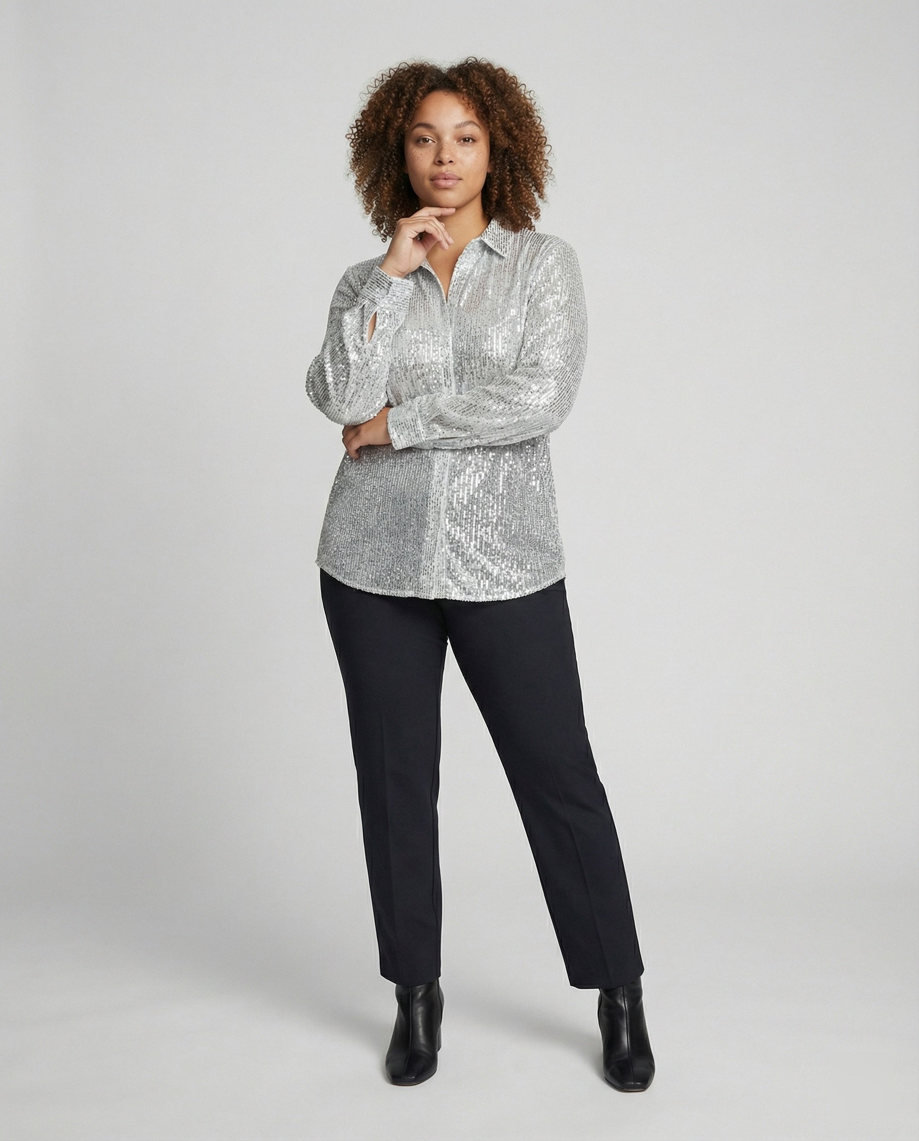 Damenbluse Glitzernd Transparent Pailletten - Norvielle