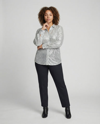 Damenbluse Glitzernd Transparent Pailletten - Norvielle