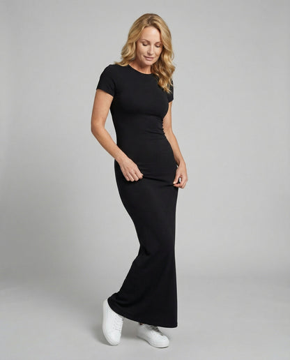 Damen Maxikleid Kurzärmelig Elegant Figurbetont - Norvielle