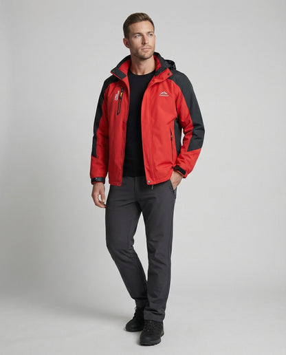 Wasserdichte Outdoor-Jacke mit Kapuze und Verstärkung